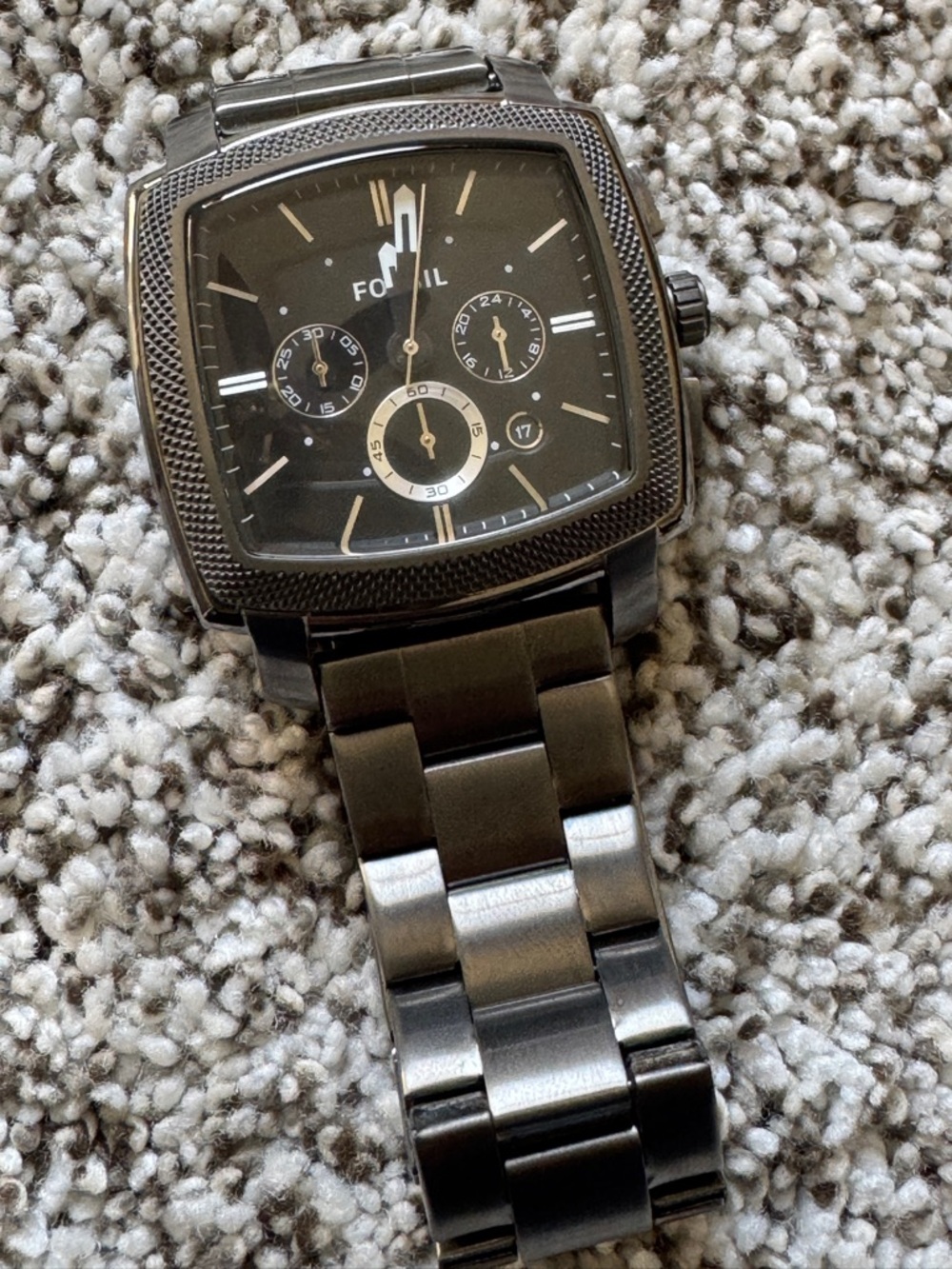 Fossil Black and Gold-Tone Men's Square Chronograph Watch